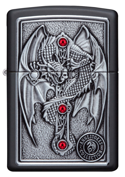 Зажигалка ZIPPO Winged Dragon Cross с покрытием Black Matte 49755