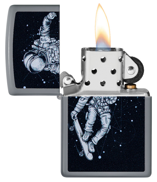 Зажигалка ZIPPO Skateboarding Astronaut с покрытием Flat Grey 48644