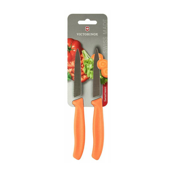 Набор Victorinox кухонный, 2 предмета, лезвие прямое и волнистое, оранжевый