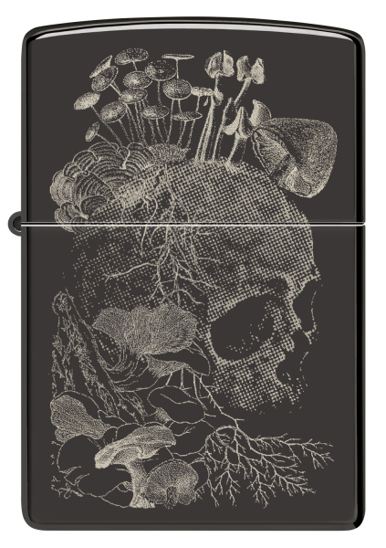 Зажигалка ZIPPO Skull с покрытием High Polish Black 48590