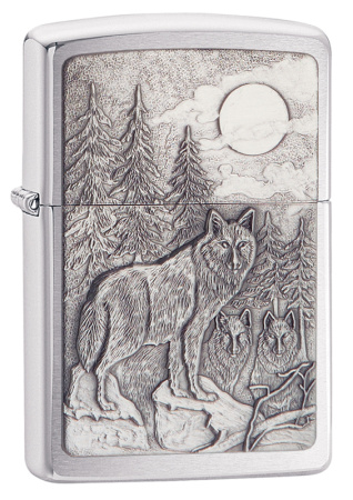 Зажигалка ZIPPO Timberwolves с покрытием Brushed Chrome 20855