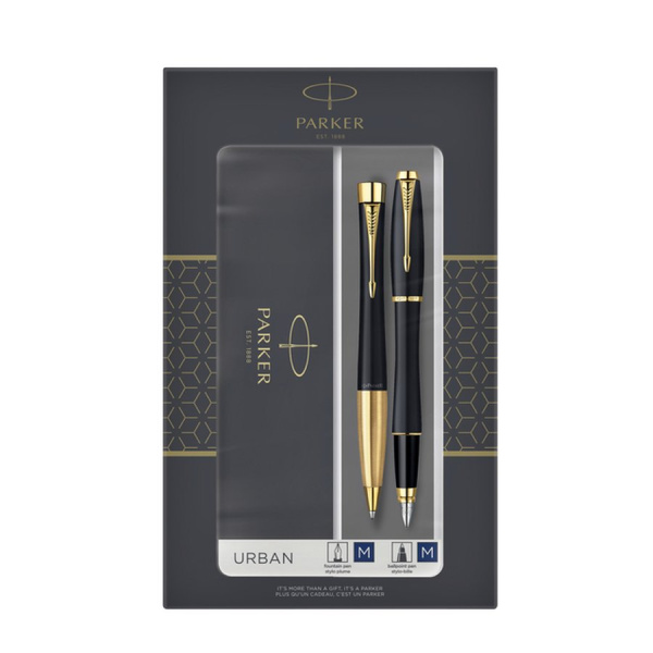 Подарочный набор Parker: Ручка перьевая + ручка шариковая Parker Urban Core - Muted Black GT