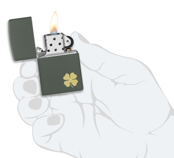 Зажигалка ZIPPO Four Leaf Clover с покрытием Green Matte 49796