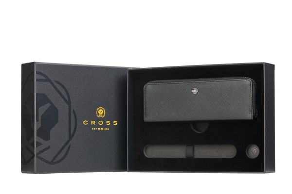 Набор CROSS: Пенал на молнии из сафьяновой кожи + пустое отделение для ручки