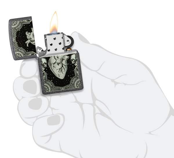 Зажигалка ZIPPO Heart Design с покрытием Iron Stone 48720