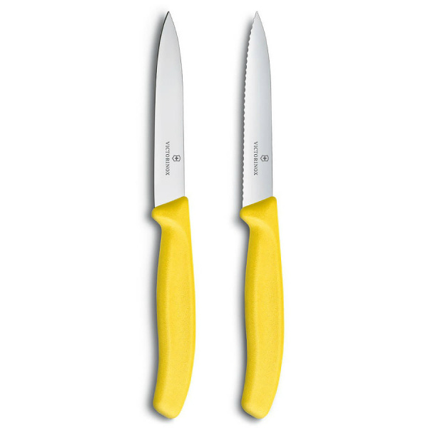 Набор Victorinox кухонный, 2 предмета, лезвие прямое и волнистое, желтый