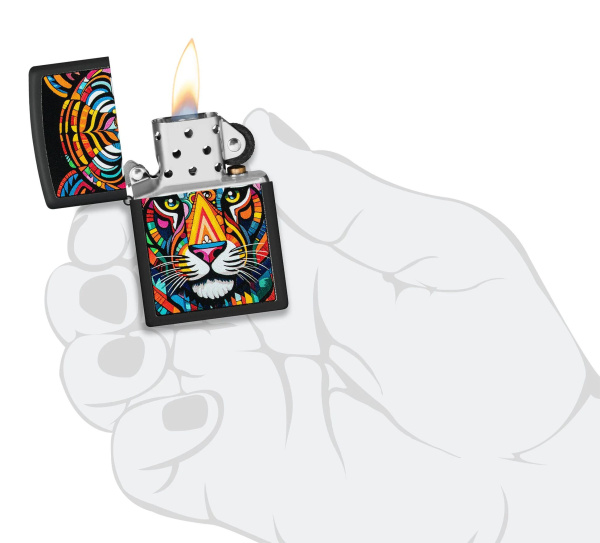 Зажигалка ZIPPO Tiger Stripes Design с покрытием Black Matte 46235