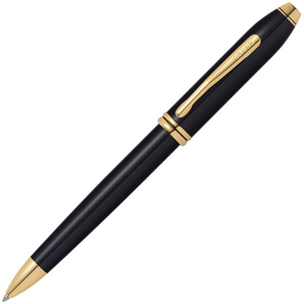 Ручка роллер Cross TOWNSEND-BLACK LACQUER GOLD PLATED