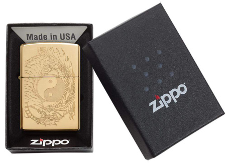 Зажигалка ZIPPO Tiger and Dragon с покрытием High Polish Brass 49024