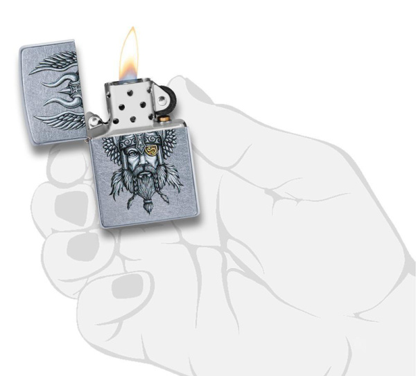 Зажигалка ZIPPO Viking Warrior с покрытием Street Chrome™ 29871