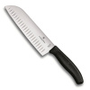 Нож VICTORINOX Santoku, лезвие 17 см рифленое, черный, в картонном блистере