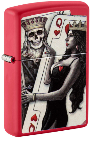 Зажигалка ZIPPO Skull King Queen Beauty с покрытием Red Matte 48624