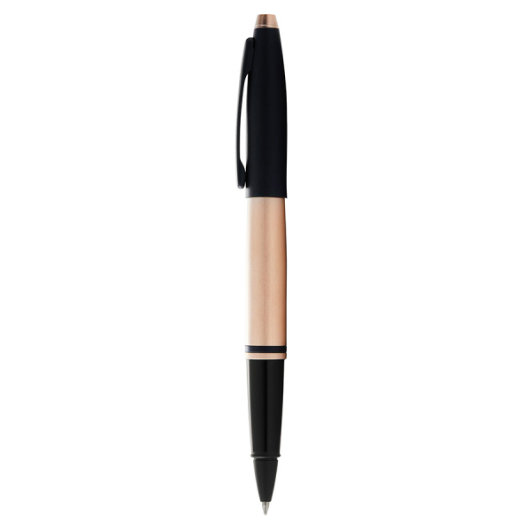 Ручка-роллер Cross Calais - Brushed Rose Gold Plate and Black Lacquer