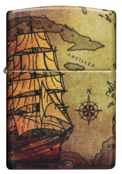Зажигалка Zippo Pirate Ship с покрытием White Matte 49355