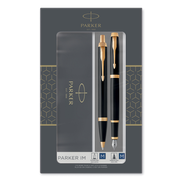 Подарочный набор Parker: Ручка перьевая + ручка шариковая Parker IM Core - Black GT