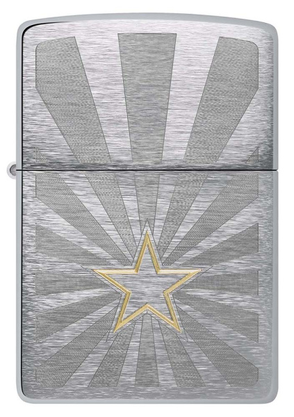 Зажигалка ZIPPO Star Design с покрытием Brushed Chrome 48657