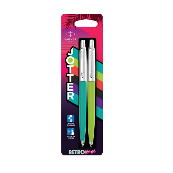 Набор ручек Parker Jotter Originals 80s Retrowave Caribbean Blue/Apple Green M