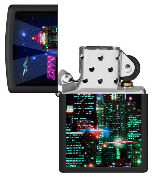 Зажигалка ZIPPO Cyber City с покрытием Black Matte 48506