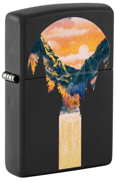 Зажигалка ZIPPO Mountain Waterfall с покрытием Black Light 48676