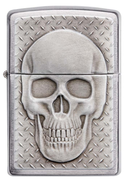 Зажигалка ZIPPO Skull Design с покрытием Brushed Chrome 29818