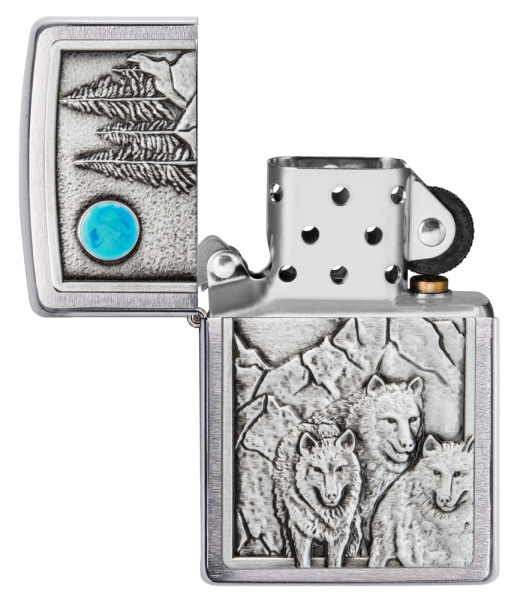 Зажигалка ZIPPO Wolf Design с покрытием Brushed Chrome 49295