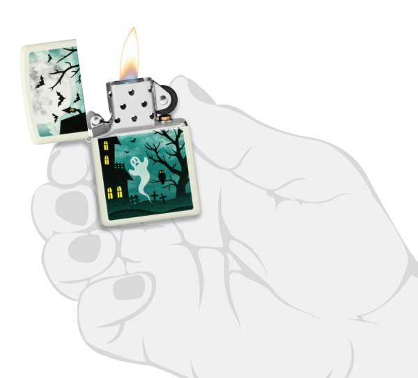 Зажигалка ZIPPO Spooky Design с покрытием Glow In The Dark Green 48727