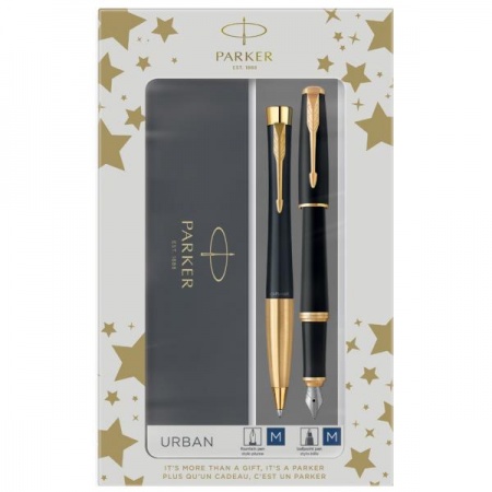 Подарочный набор Parker: Ручка перьевая + ручка шариковая Parker Urban Core - Muted Black GT