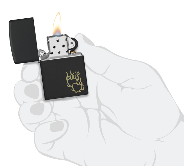 Зажигалка ZIPPO Fire Heart с покрытием Black Matte 46004