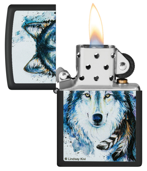 Зажигалка ZIPPO Feed the Good Wolf с покрытием Black Matte 48936