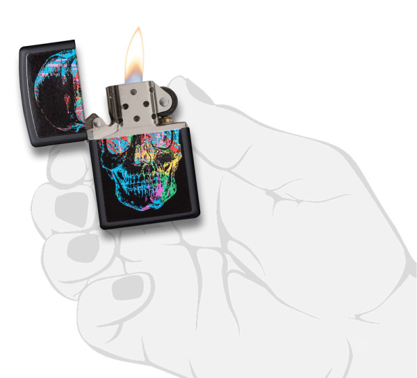 Зажигалка ZIPPO Skull Design с покрытием Black Matte 28042