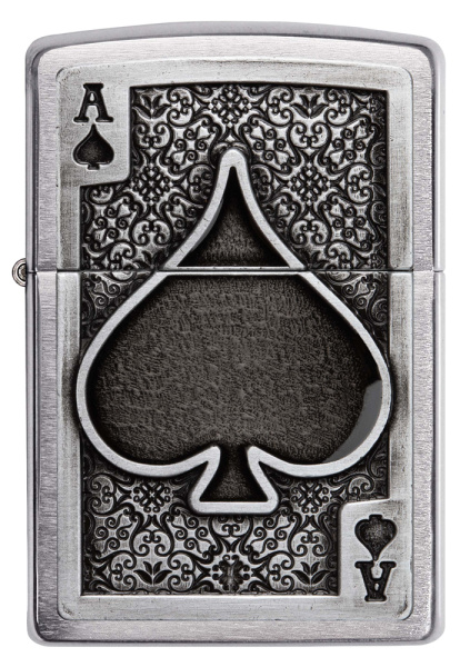 Зажигалка ZIPPO Ace Of Spades с покрытием Brushed Chrome 49637
