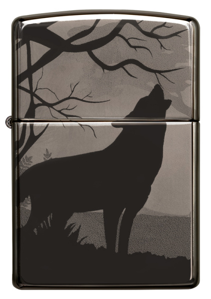 Зажигалка ZIPPO Wolves Design с покрытием Black Ice® 49188