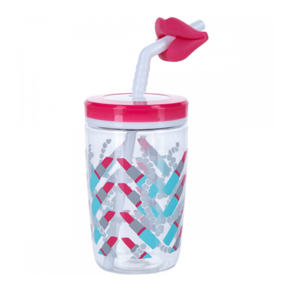 Стакан для воды CONTIGO FUNNY STRAW CHERRY BLOSSOM LIPS (470 мл)