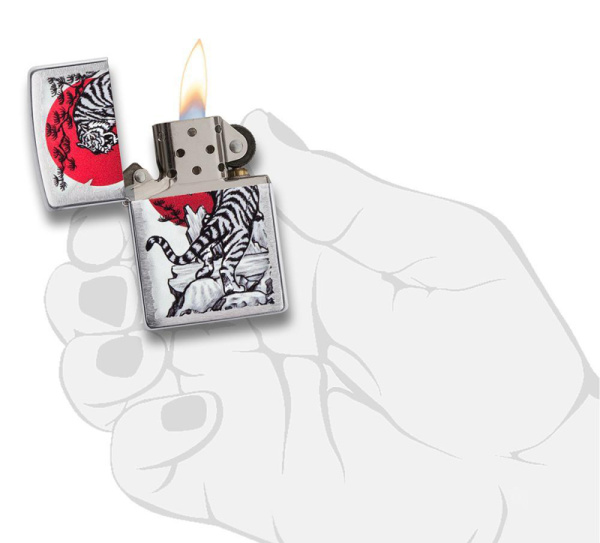 Зажигалка ZIPPO Asian Tiger с покрытием Brushed Chrome 29889