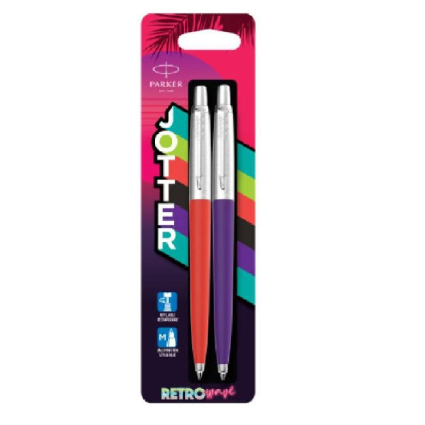 Набор ручек Parker Jotter Originals 80s Retrowave Vermilion Red/Indigo Purple M