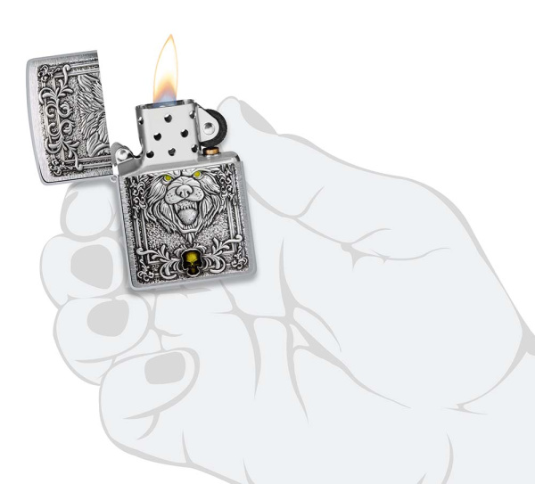 Зажигалка ZIPPO Wolf Emblem с покрытием Brushed Chrome 48690
