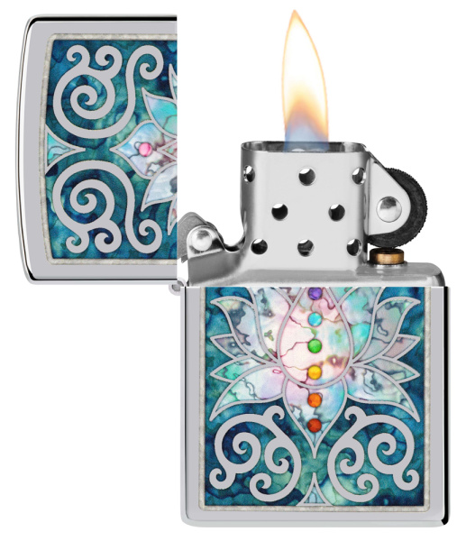 Зажигалка ZIPPO Lotus Flower с покрытием High Polish Chrome 48592