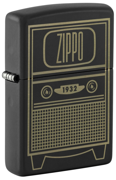 Зажигалка ZIPPO Vintage TV Design с покрытием Black Matte 48619