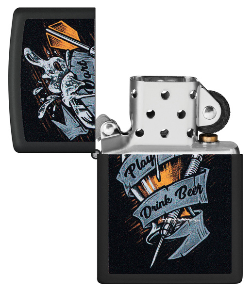 Зажигалка ZIPPO Darts с покрытием Black Matte 48679