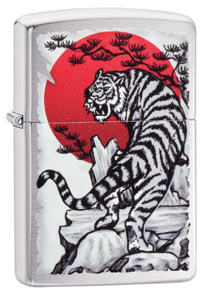 Зажигалка ZIPPO Asian Tiger с покрытием Brushed Chrome 29889