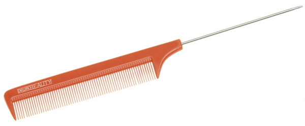 Расческа Dewal Beauty с металлическим хвостиком оранжевая 22 DBO6105