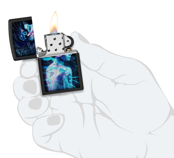 Зажигалка ZIPPO Cyborg Woman с покрытием Black Light 48517