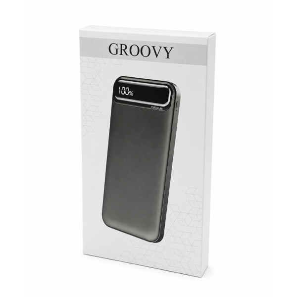 Внешний аккумулятор Groovy 10000 Mah с быстрой зарядкой, черный