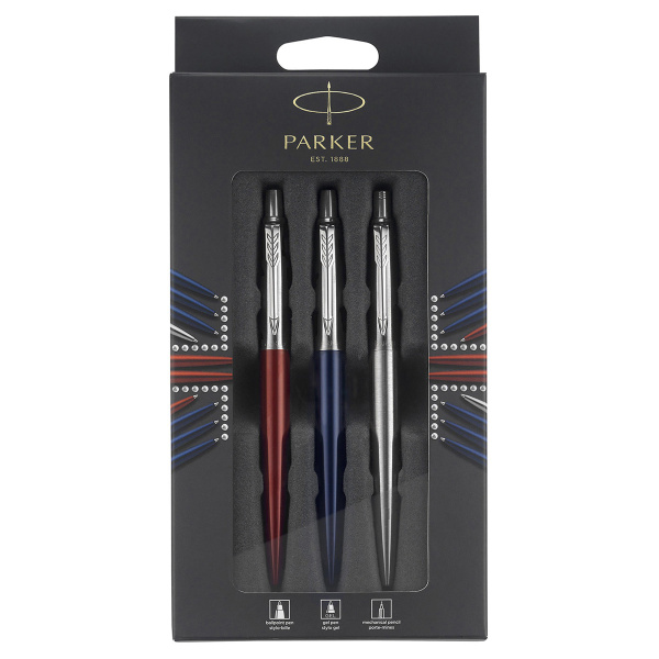 Набор Parker "Jotter London Trio": шариковая ручка + гелевая ручка + механический карандаш