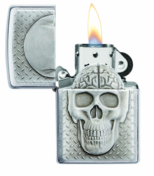Зажигалка ZIPPO Skull Design с покрытием Brushed Chrome 29818