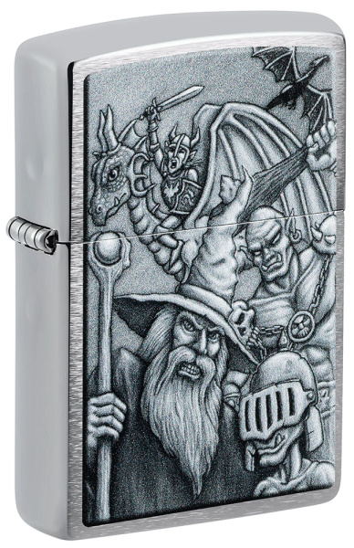 Зажигалка ZIPPO Mystical Beings Design с покрытием Brushed Chrome 46579