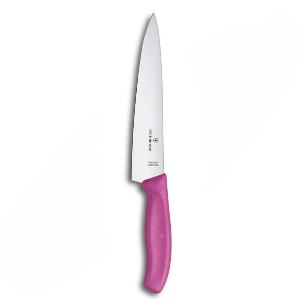 Нож Victorinox разделочный, лезвие 19 см, розовый, в картонном блистере