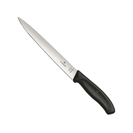 Нож Victorinox филейный, лезвие 20 см гибкое, черный, в картонном блистере