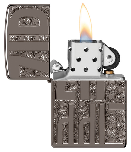 Зажигалка ZIPPO Reverse Carve с покрытием Black Ice® 46312