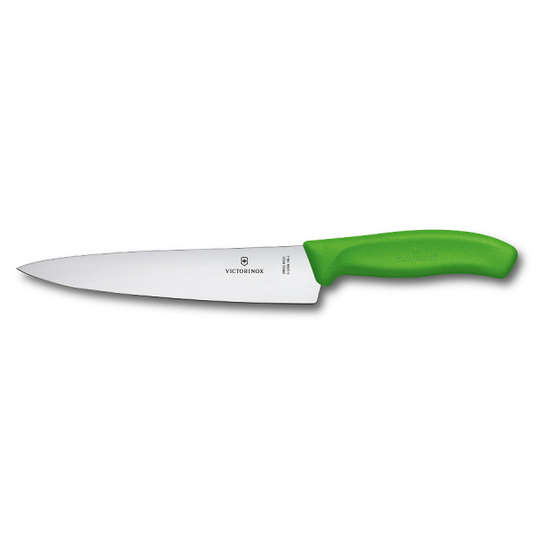 Нож Victorinox разделочный, лезвие 19 см, зеленый, в картонном блистере